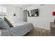 Comfortable bedroom featuring a flat-screen TV, soft carpet, and natural light at 3377 S Quartz St, Morrison, CO 80465