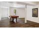 Finished basement with a pool table and hardwood floors at 6087 Highway 9, Breckenridge, CO 80424