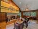 Charming living room with fireplace, hardwood floors, and stylish furniture at 32453 Upper Bear Creek Rd, Evergreen, CO 80439