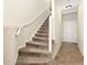 Carpeted staircase with white railing, leading to the upper level of the home at 8643 Gold Peak Dr # E, Highlands Ranch, CO 80130