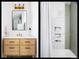 Modern bathroom featuring stylish fixtures, a wooden vanity, and a sleek bathtub with tiled shower at 13905 Berry Rd, Golden, CO 80401