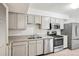 Updated kitchen featuring stainless steel appliances and white cabinets at 1529 S Sable Blvd # C, Aurora, CO 80012