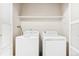 Convenient laundry room area with washer, dryer, and storage shelf at 1529 S Sable Blvd # C, Aurora, CO 80012