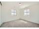 Sunlit bedroom with carpet, blinds, two windows, and fresh paint at 2924 S Poppy St, Morrison, CO 80465