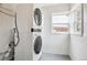 Bright laundry room featuring a modern stackable washer and dryer, and a window for natural light at 1301 Kenton St, Aurora, CO 80010
