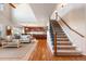 Spacious living room featuring a staircase, hardwood floors and open floor plan at 1519 Stonehill Ct, Castle Rock, CO 80104