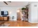 Stylish living room with hardwood floors, decorative shelving, and modern furniture at 430 Osceola St, Denver, CO 80204