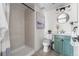 The remodeled bathroom offers a standing shower and vanity with modern fixtures at 13040 W 63Rd Pl # C, Arvada, CO 80004