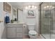 Bathroom has updated fixtures, a shower, and decor at 7719 S Jackson Cir, Centennial, CO 80122