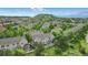 Aerial view of a residential community nestled amidst lush greenery with mountain views in the distance at 1464 Nemrick Pl, Castle Rock, CO 80109
