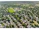 Expansive aerial view of the neighborhood showcasing tree-lined streets and community green spaces at 6808 Silverleaf Ave, Firestone, CO 80504