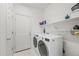 Clean laundry room with modern appliances, storage shelving, and a convenient utility sink at 6808 Silverleaf Ave, Firestone, CO 80504