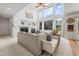 Bright and airy living room with large windows, a fireplace, and a view to the yard at 6808 Silverleaf Ave, Firestone, CO 80504