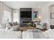 Cozy living room with a modern fireplace and large television, perfect for relaxing evenings and entertaining guests at 4781 Saddle Iron Rd, Castle Rock, CO 80104