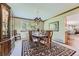 Formal dining room featuring a large window and a decorative chandelier at 4498 Buena Vista Ct, Castle Rock, CO 80109