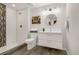 Modern bathroom featuring a glass-enclosed shower and sleek vanity at 597 Vista Dr, Castle Rock, CO 80104