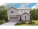 Charming two-story home with gray siding, stone accents, a two-car garage, and well-manicured landscaping at 1442 Lumber Ridge S Cir, Erie, CO 80516