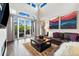 Bright living room with high ceilings, expansive sliding glass doors, and contemporary furnishings at 1882 W 67Th Ave, Denver, CO 80221