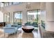 Modern lounge area with fireplace, high ceilings, large windows and stylish furniture at 1882 W 67Th Ave, Denver, CO 80221