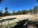 Fenced horse arena with a smooth, sandy surface, providing an ideal space for training and riding at 26526 Gray Buck Trl, Conifer, CO 80433