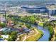 Scenic aerial view featuring Elitch Gardens Theme Park and Empower Field at 1700 Bassett St # 1808, Denver, CO 80202