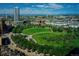 Breathtaking aerial view of the city skyline, green park and distant mountains at 1700 Bassett St # 1808, Denver, CO 80202