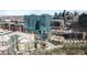 Great aerial of a neighborhood containing high-rise apartments in the heart of a busy city at 1700 Bassett St # 1808, Denver, CO 80202