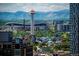 Great aerial view of amusement park, entertainment district, and stadium at 1700 Bassett St # 1808, Denver, CO 80202