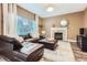 Comfortable living room featuring a cozy fireplace, plush seating, and stylish decor at 9867 Mulberry Way, Highlands Ranch, CO 80129