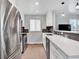 Modern kitchen features stainless steel appliances, white cabinets, and stylish backsplash at 431 N Harlan St, Lakewood, CO 80226