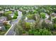 Picturesque aerial view of a neighborhood showcasing lush trees and well-maintained homes at 16416 E Powers Pl, Centennial, CO 80015