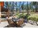 Outdoor patio with comfortable seating and scenic wooded view at 7947 Monarch Rd, Larkspur, CO 80118