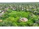 Aerial view of a community park featuring a playground, green space, and mature trees at 17404 E Prentice Cir, Centennial, CO 80015