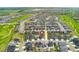 Aerial view of a residential neighborhood featuring green spaces, and modern homes at 10968 Lewiston St, Commerce City, CO 80022