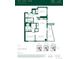 Detailed two-bedroom floor plan showing layout, dimensions, and terrace at 525 18Th St # 1702, Denver, CO 80202