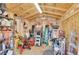 Interior of an organized storage shed with shelving at 7888 Tejon St, Denver, CO 80221