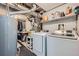 Utility room with laundry machines, shelving, and storage space at 18662 E Brown Pl, Aurora, CO 80013