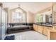 Elegant bathroom with a luxurious soaking tub, walk-in shower, and stylish vanity at 7758 Edgewater Ct, Lone Tree, CO 80124