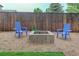 A backyard seating area has a stone block fire pit and two Adirondack chairs over a gravel bed at 10527 Pierson Cir, Westminster, CO 80021