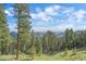 Scenic view of rolling, tree-covered mountains under a bright blue sky with scattered clouds at 25601 Centennial Trl, Golden, CO 80401