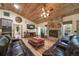 Spacious living room boasting vaulted wood ceilings, a stone fireplace, and hardwood floors at 1415 Isabell St, Golden, CO 80401