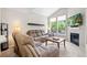 Cozy living room featuring a comfortable seating area, large windows with natural light, and a sleek fireplace at 3748 Oakwood Dr, Longmont, CO 80503