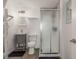 Bathroom featuring a modern vanity, toilet, and enclosed stand up shower at 5168 Rocky Mountain Dr, Castle Rock, CO 80109