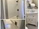 Bathroom featuring modern fixtures, tiled floors, and a shower with decorative tile accents at 1817 - 1821 Vine Vine St, Denver, CO 80206