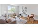 A modern living room featuring hardwood floors, with a gray sofa and stylish accent chairs at 8711 E Hampden Ave # 21, Denver, CO 80231