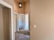 Bright hallway featuring neutral paint, modern lighting and access to multiple rooms at 826 Meadow Ln, Palmer Lake, CO 80133