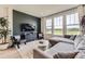 Cozy living room featuring modern décor, large windows, and a stylish accent wall at 8982 Spaulding St, Parker, CO 80134