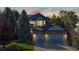 Charming two-story home featuring a brick facade, three-car garage, and mature landscaping at 10047 Sylvestor Rd, Highlands Ranch, CO 80129