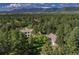 Scenic aerial view of the home nestled among lush greenery, offering privacy and tranquility at 2880 Lake Meadow Dr, Monument, CO 80132