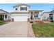 Traditional two-story home with siding, attached garage, manicured front lawn, and inviting covered front porch at 9579 Bighorn Way, Littleton, CO 80125